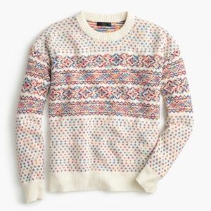 J. Crew Colorful Fair Isle Crew Neck Sweater